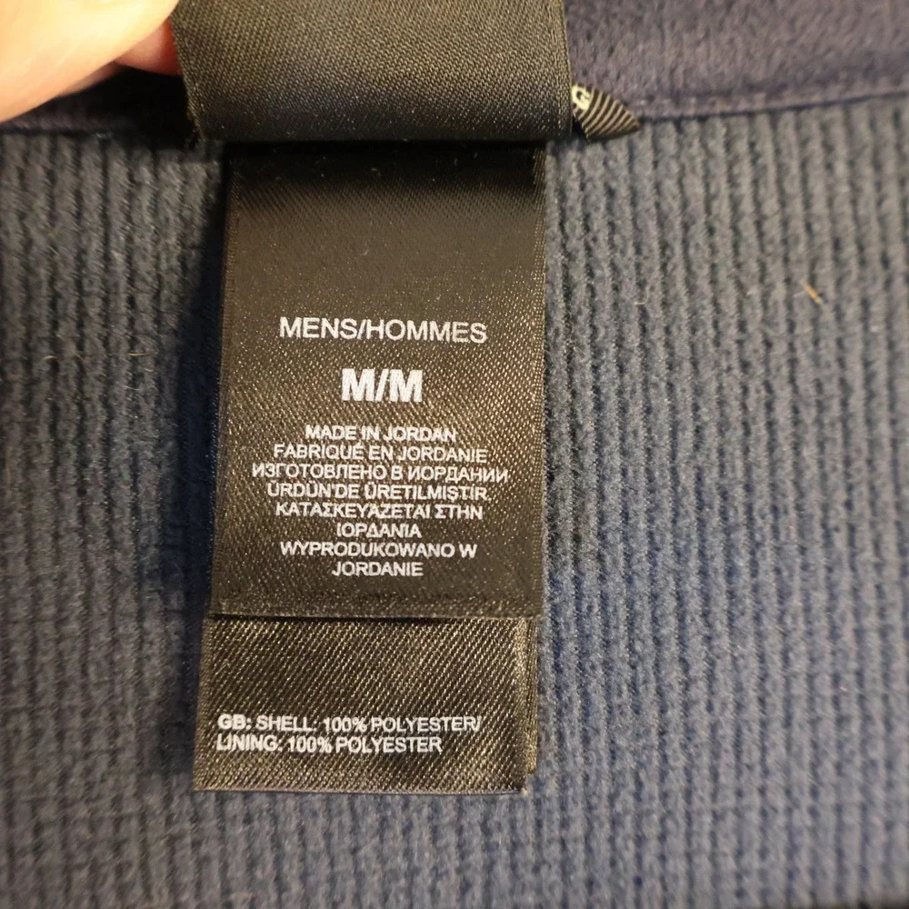 The North Face Mens M Full Zip Softshell Jacket Gray Blue Logo A4C4